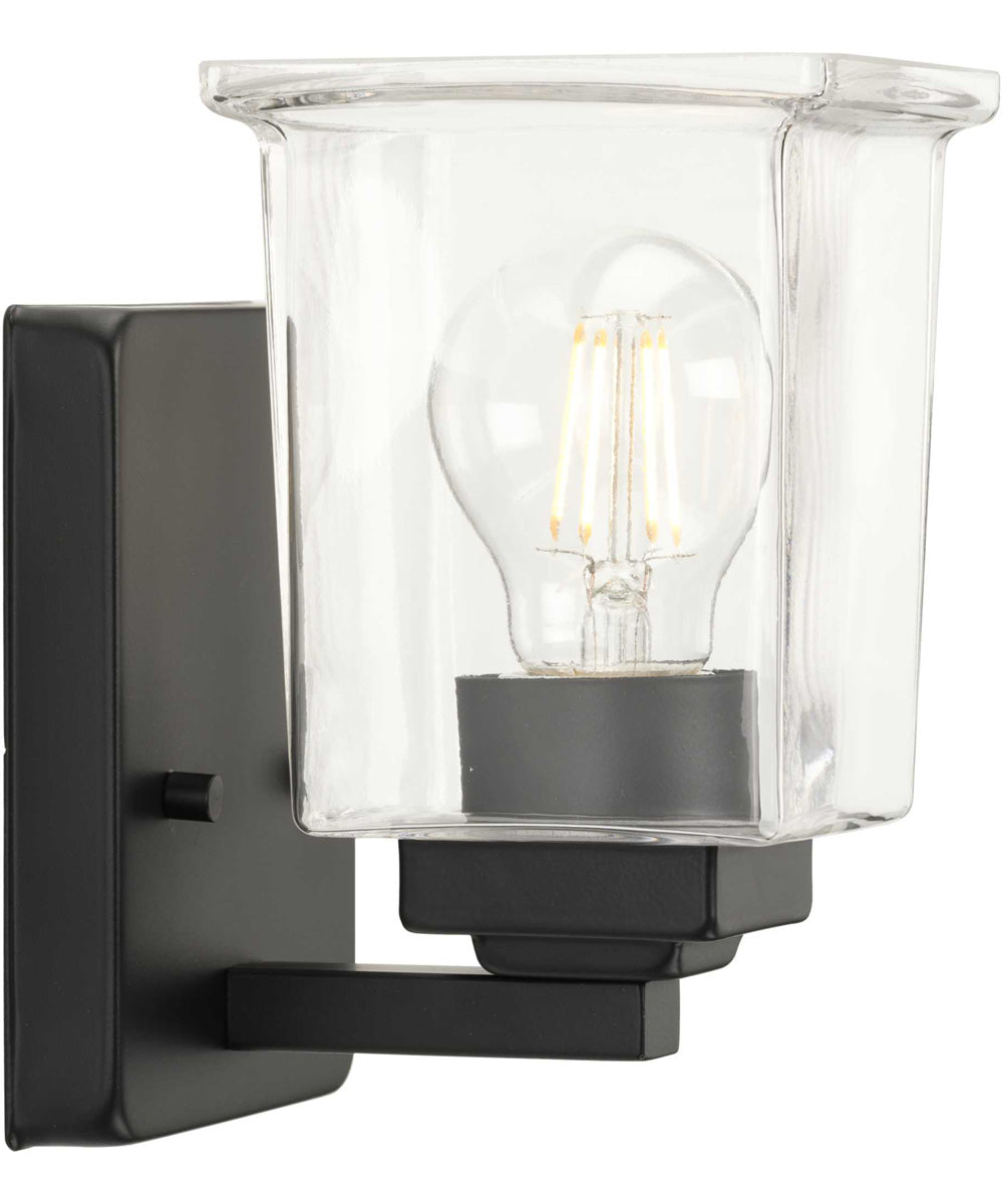 Gilmour 1-Light Modern Farmhouse Clear Glass Bath Vanity Light Matte Black