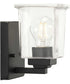 Gilmour 1-Light Modern Farmhouse Clear Glass Bath Vanity Light Matte Black