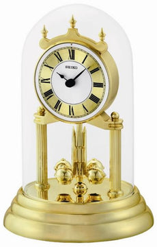 Anniversary Mantel Clock with Glass Dome and Rotating Pendulum
