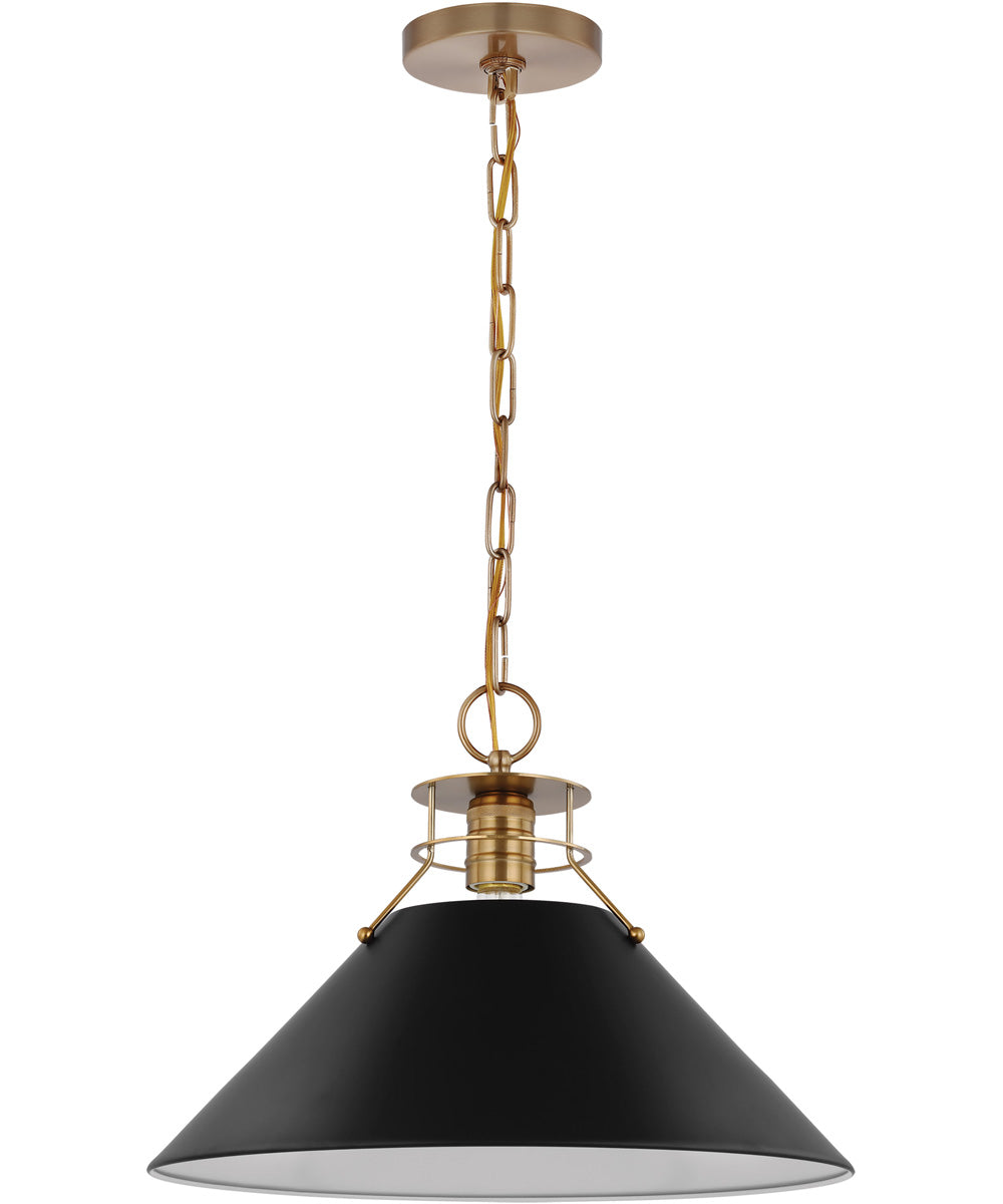 Outpost 1-Light Pendant Matte Black / Burnished Brass