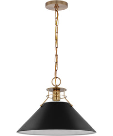 Outpost 1-Light Pendant Matte Black / Burnished Brass