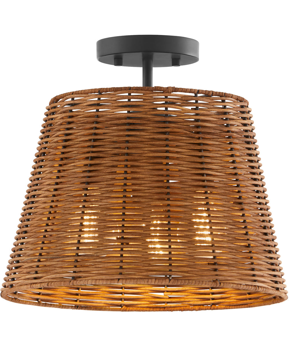 3-light Semi-Flush Mount Matte Black