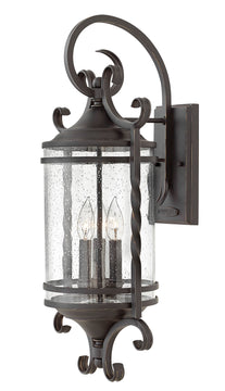 26"H Casa 3-Light Large Outdoor Wall Light in Olde Black with Clear Seedy
