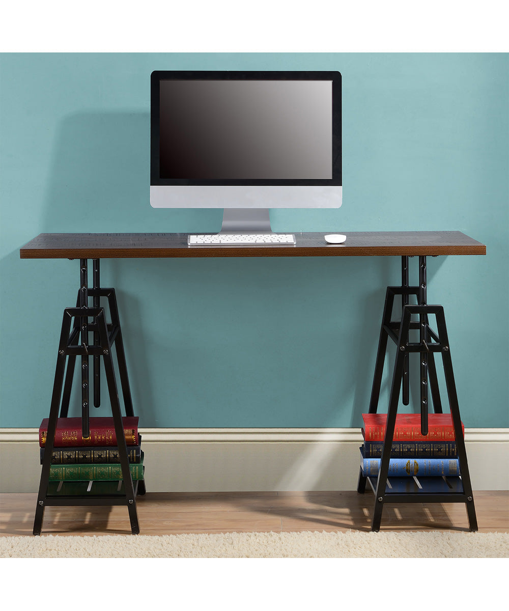 30"H Irene Adjustable Height Desk Dark Brown