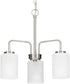 Merry 3-Light Etched Glass Transitional Style Chandelier Light Brushed Nickel