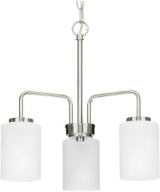 Merry 3-Light Etched Glass Transitional Style Chandelier Light Brushed Nickel