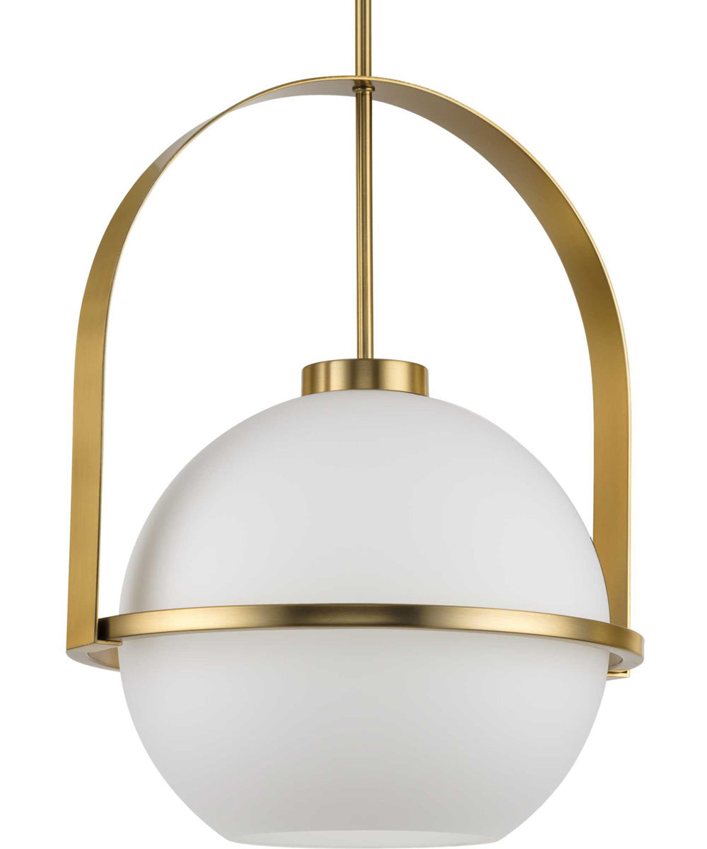 Delayne 1-Light Mid-Century Modern Etched Opal Glass Pendant Light Brushed Bronze
