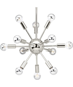 Ion 12-Light Mid-Century Modern Chandelier Light Polished Nickel