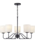 Tobin 5-Light Etched White Glass Modern Chandelier Light Matte Black