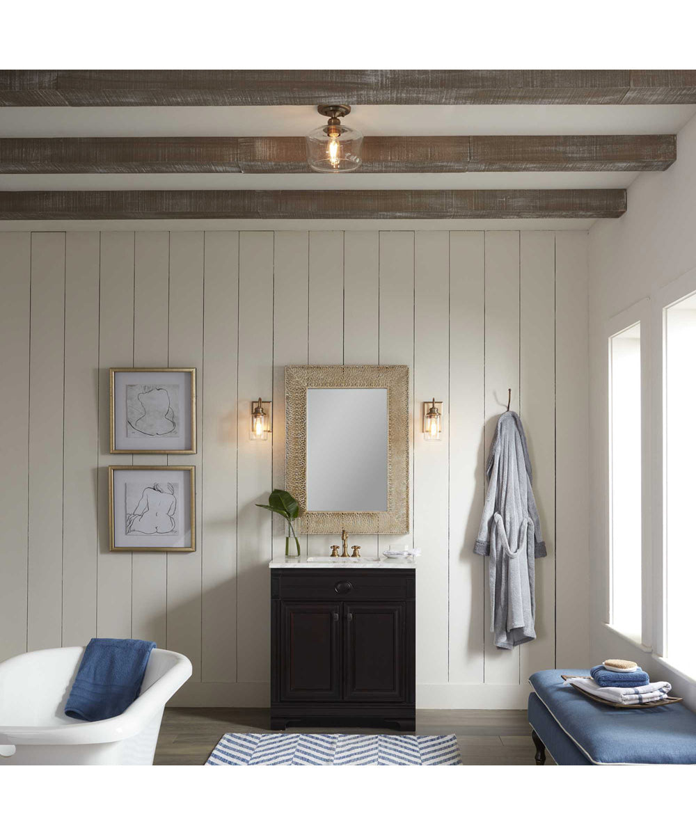 Aiken 1-Light Vintage Style Brass Clear Glass Farmhouse Style Bath Vanity Wall Light Vintage Brass