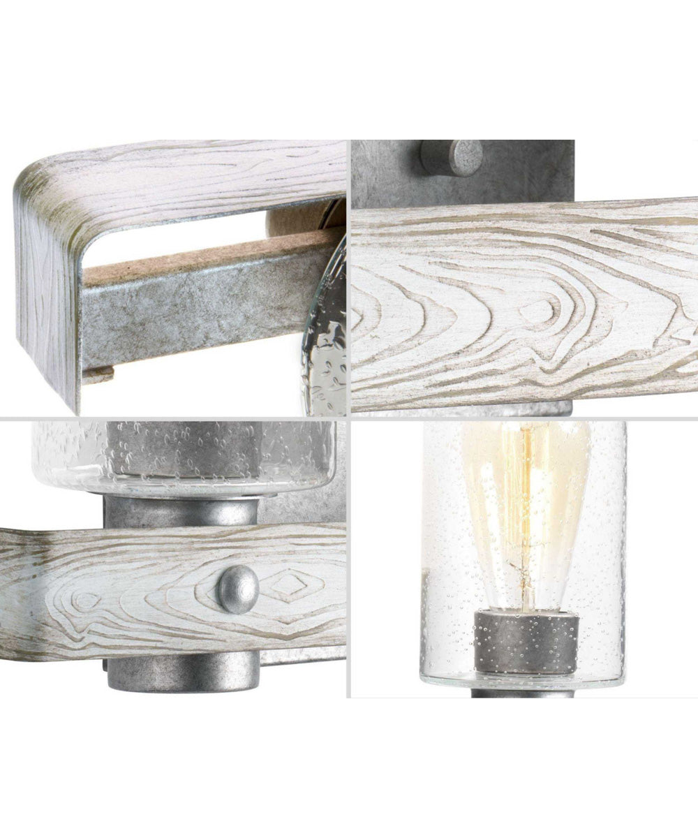 Gulliver 3-Light Clear Seeded Glass Coastal Bath Vanity Light Galvanized Finish