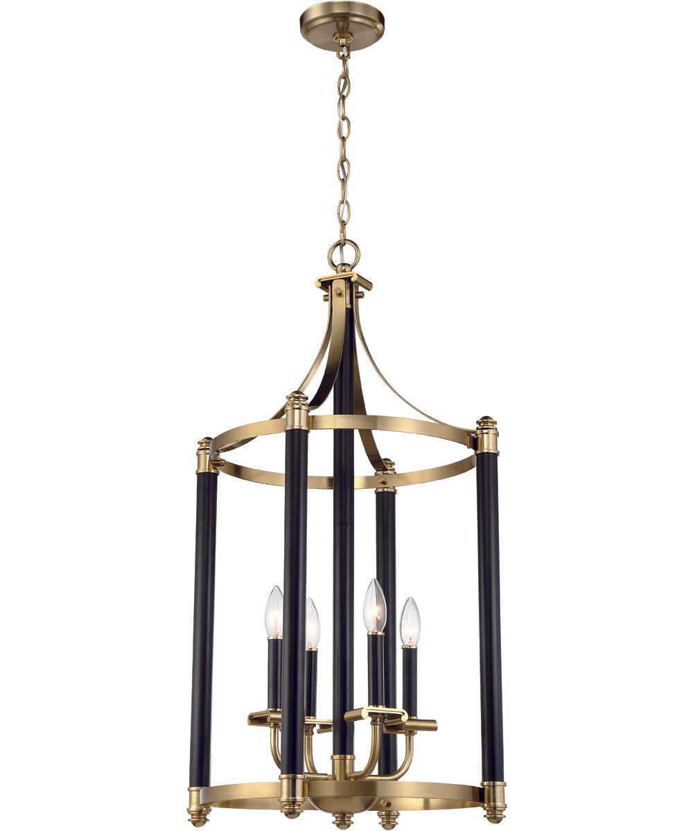 Stanza 4-Light Foyer Flat Black/Satin Brass