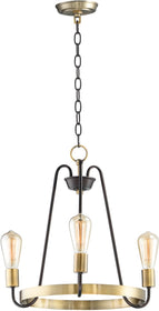 19"W Haven 3-Light Chandelier Oil Rubbed Bronze / Antique Brass