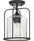 Watch Hill  1-Light Clear Seeded Glass Farmhouse Semi-Flush Light Textured Black