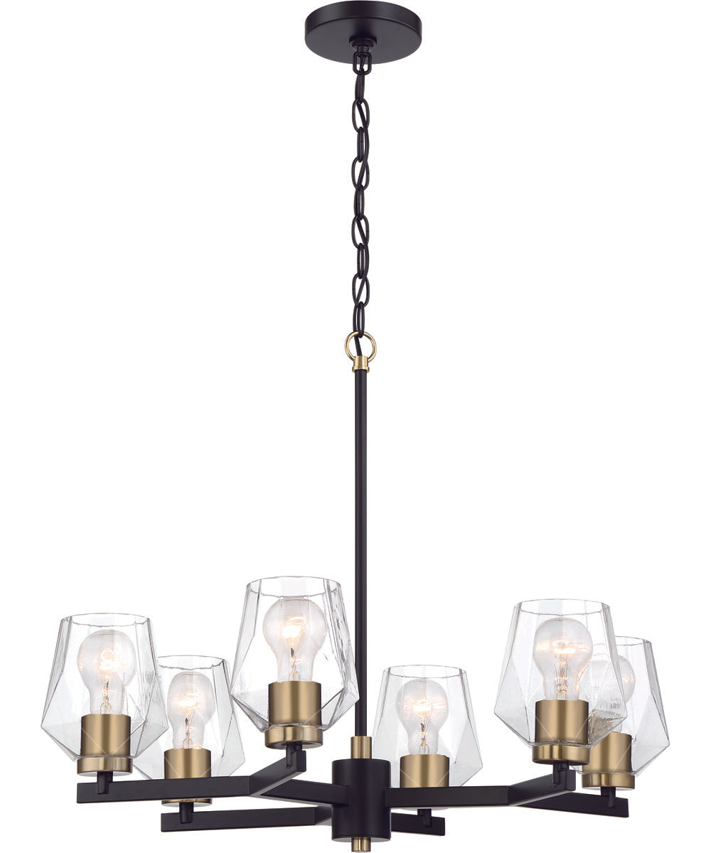 Avante Grand 6-Light Chandelier Flat Black/Satin Brass