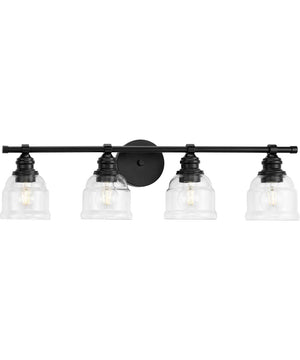Ambrose 4-Light Farmhouse Clear Glass Bath Vanity Light Matte Black