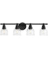 Ambrose 4-Light Farmhouse Clear Glass Bath Vanity Light Matte Black