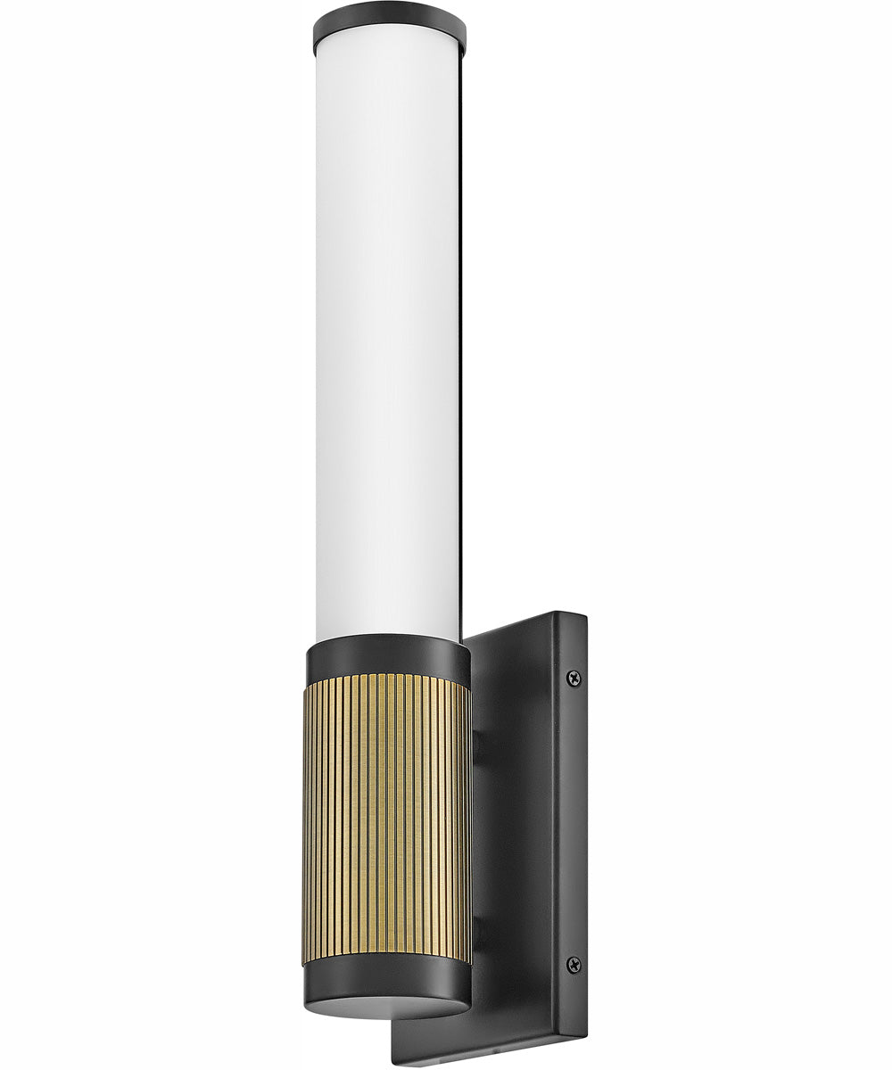 Zevi LED-Light Small LED Vanity in Black with Lacquered Brass Accents