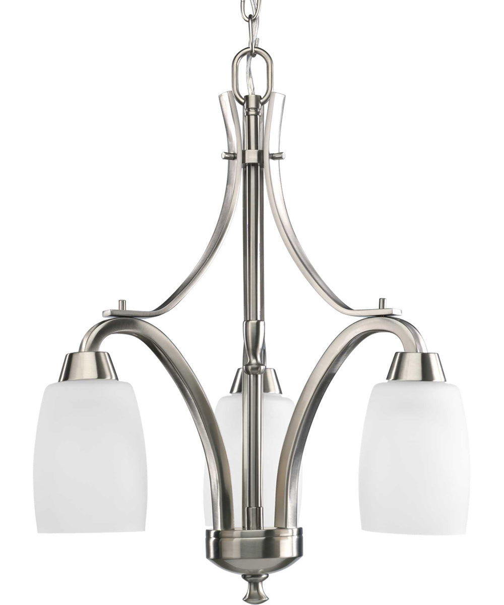 Wisten 3-Light Etched Glass Modern Chandelier Light Brushed Nickel
