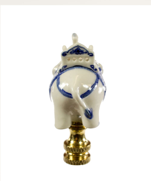 LampsUSA Finials Blue and White Porcelain Elephant Finial PC146