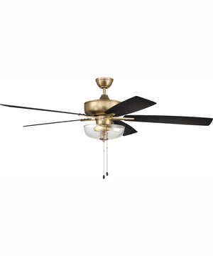 60" Super Pro 101 Clear 3-Light Ceiling Fan Satin Brass