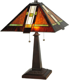 24"H Montana Mission  2-Light Tiffany Table Lamp Brown