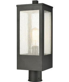 Angus 1-Light Outdoor Post Mount Charcoal/Seedy Glass Enclosure