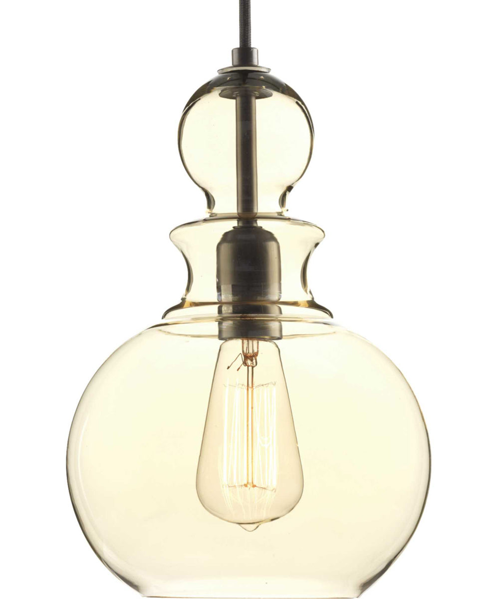 Staunton 1-Light Champagne Glass Global Pendant Light Antique Bronze