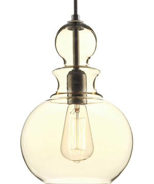 Staunton 1-Light Champagne Glass Global Pendant Light Antique Bronze