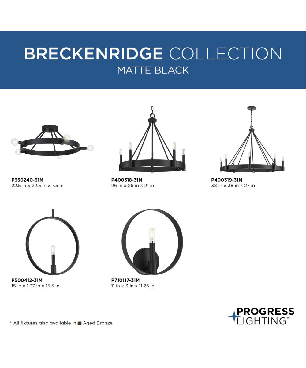 Breckenridge 1-Light Rustic Farmhouse Pendant Matte Black