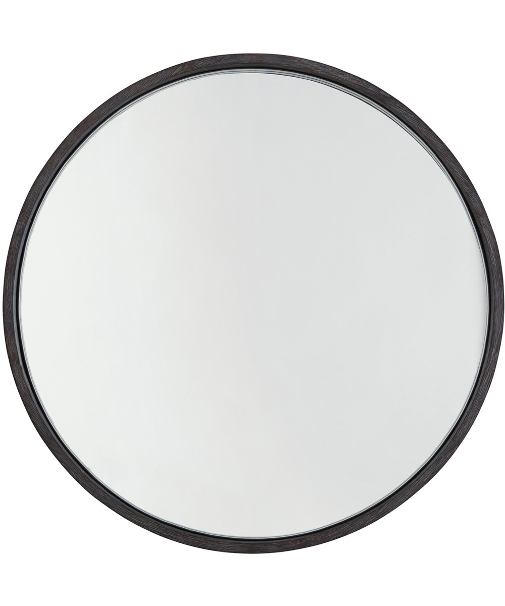 Round Decorative Mirror In Carbon Grey & Grey Iron With Mango Wood
