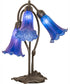16" High Blue Tiffany Pond Lily 3 Light Accent Lamp