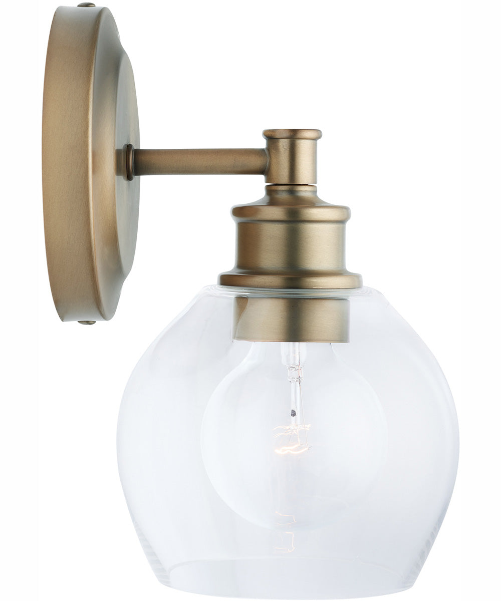 Mid Century 1-Light Sconce Aged Brass