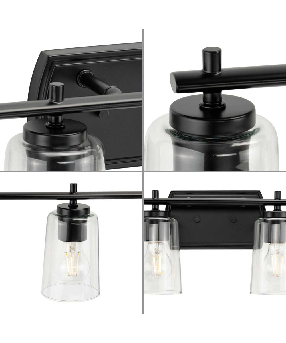 Adley 6-Light New Traditional Clear Glass Bath Vanity Light Matte Black