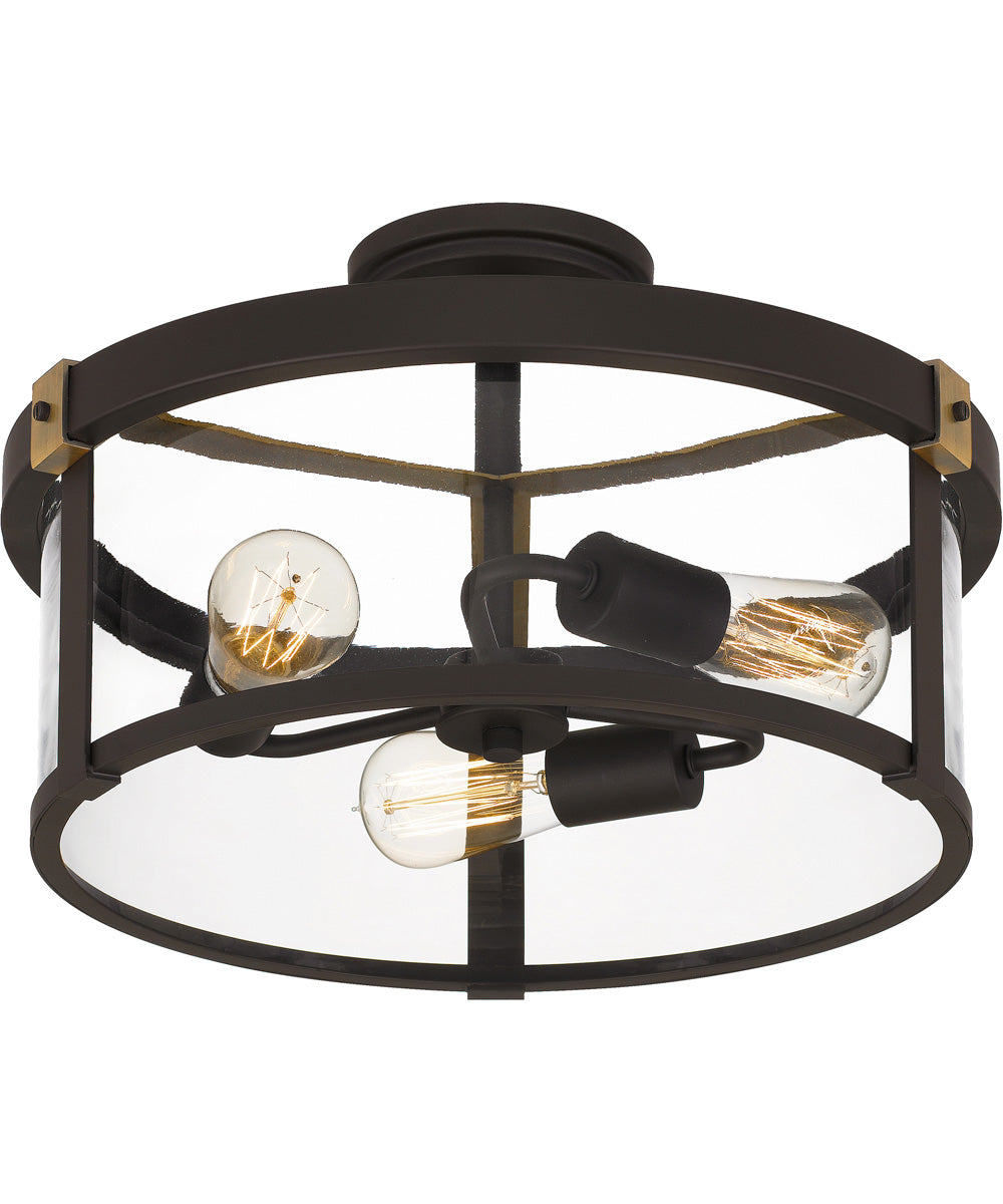 Lisbon 3-light Semi Flush Mount Old Bronze