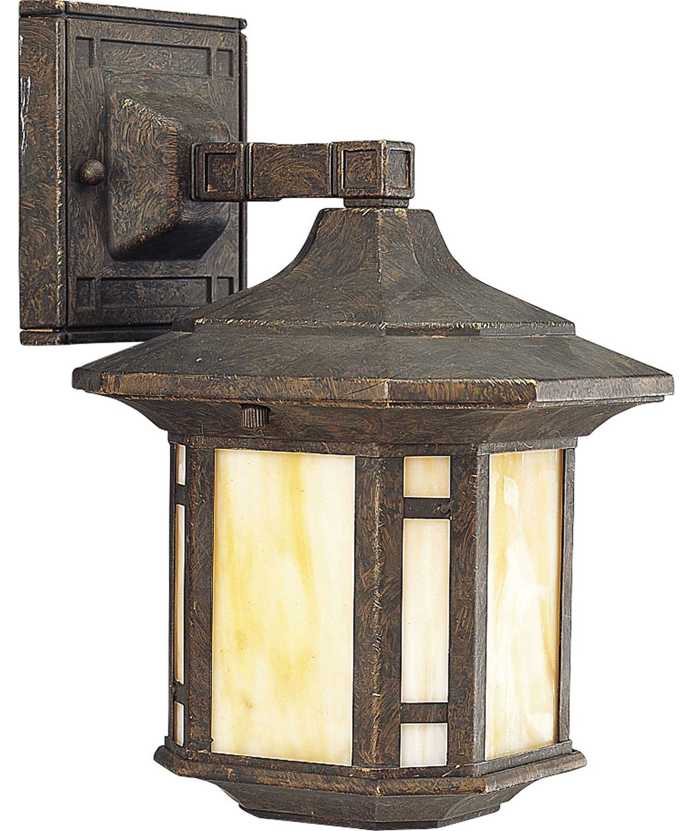 Arts Crafts 1-Light Small Wall Lantern Weathered Bronze