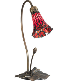 16" High Tiffany Pond Lily Red Accent Lamp