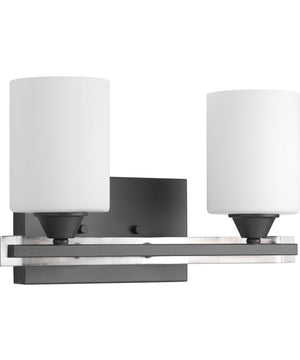 Dart 2-Light Etched Glass Modern Bath Vanity Light Graphite