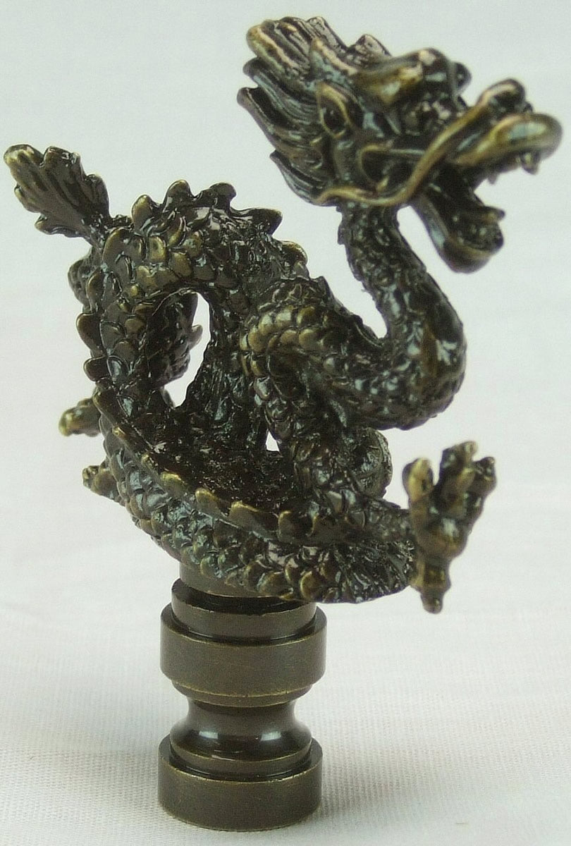 Asian Dragon Finial Antique Metal  2 5/8" high