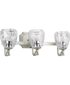 Anjoux 3-Light Clear Water Glass Luxe Bath Vanity Light Silver Ridge