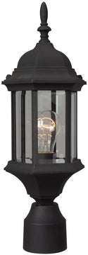 18"H Hex Style 1-Light Outdoor Post Light Matte Black