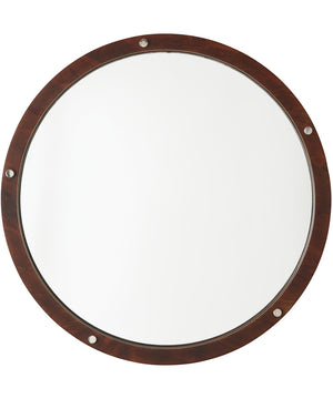 Mirror Decorative Wooden Frame Mirror Dark Wood and Polished Nickel