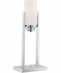 Caesarea 1-Light Table Lamp Chrome/Frost Glass Shade