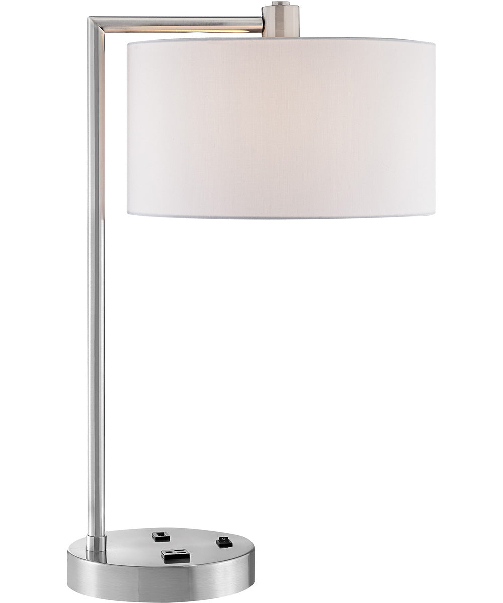 Lexiana 1-Light Table Lamp Brushed Nickel/White Fabric Shade