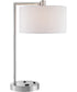 Lexiana 1-Light Table Lamp Brushed Nickel/White Fabric Shade