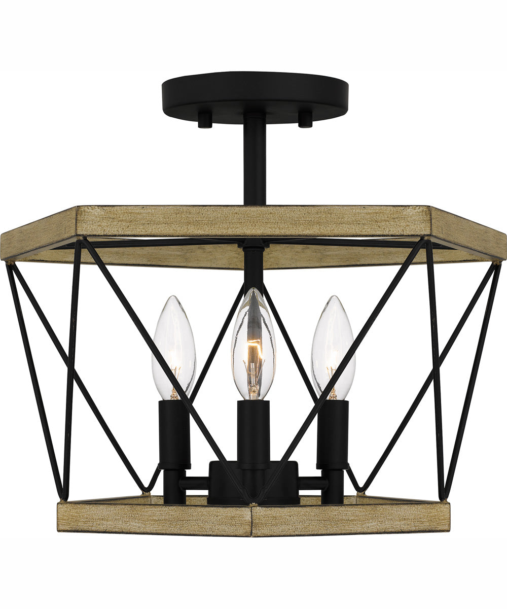 Quoizel Semi-Flush Mount Medium 3-light Semi Flush Mount Whitewashed Walnut