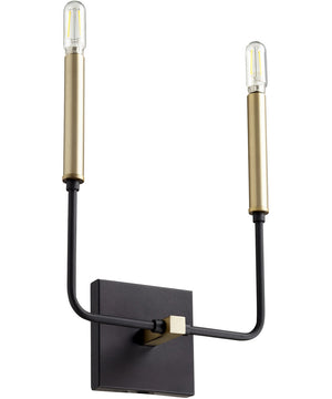 10"W Lacy 2-light Wall Mount Light Fixture Noir w/ Aged Brass