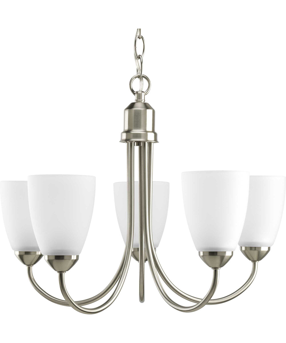 Gather 5-Light Etched Glass Traditional Chandelier Light Brushed Nickel