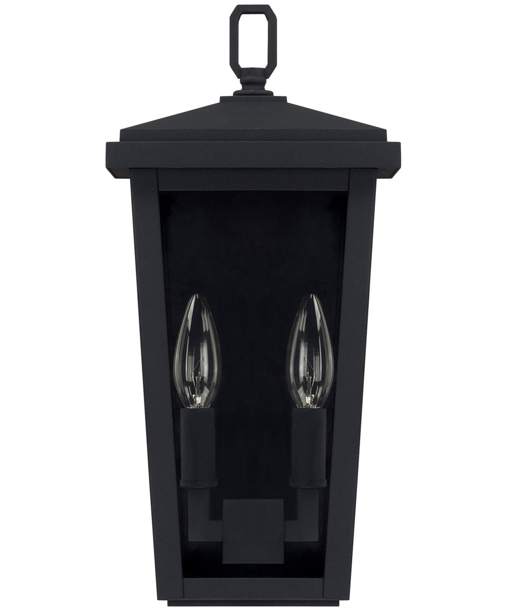 Donnelly 2-Light Outdoor Wall Mount Rain or Shine - Black with Clear Glass