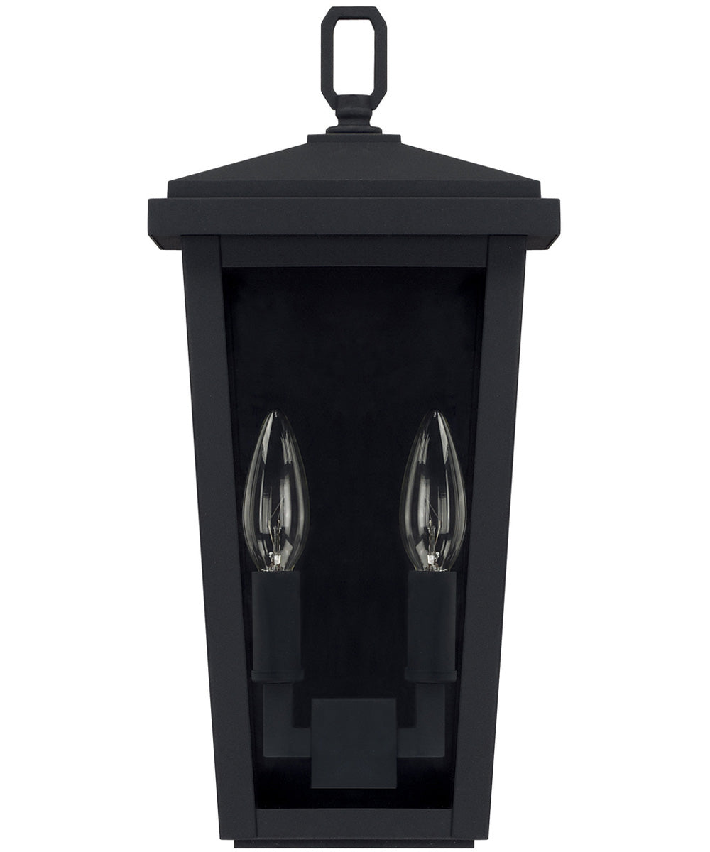 Donnelly 2-Light Outdoor Wall Mount In Black With Clear Glass